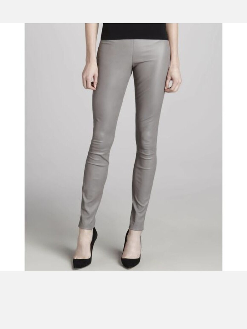 Theory Ima Maximus Lamb Leather Leggings Gray Size 6 NWT